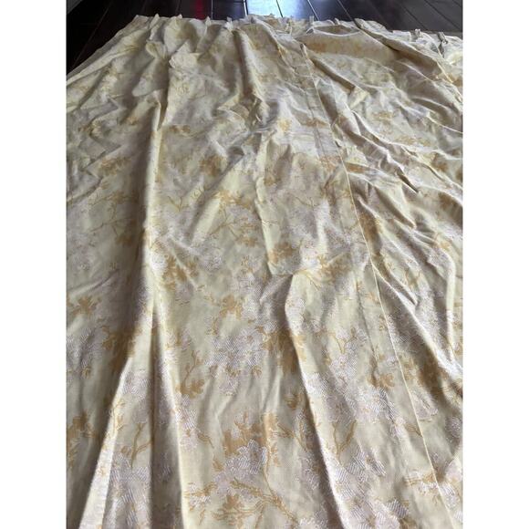 VTG 4 Panels Pinch Pleat Curtains Valance Blackout Soft Yellow Floral USA 24"x81 - Picture 5 of 11